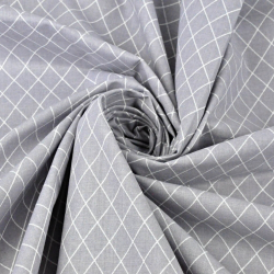 Baumwolle 100% weiße Rauten auf grauem Hintergrund