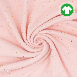 Baumwolle Musselin Double Gauze dunkel aprikosenrosa (Cloud pink) mit goldenen Punkten  