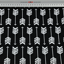 Baumwolle 100% weiße Pfeile in Reihen auf schwarzem Hintergrund  