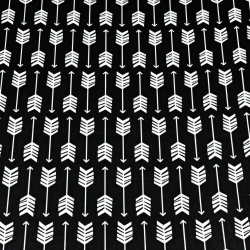 Baumwolle 100% weiße Pfeile in Reihen auf schwarzem Hintergrund  