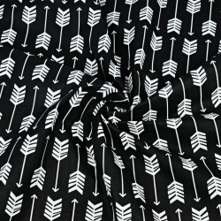 Baumwolle 100% weiße Pfeile in Reihen auf schwarzem Hintergrund  