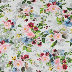 Baumwolle 100% Blumensträuße rosa-navy-grün  