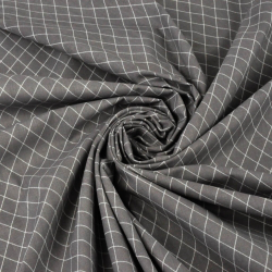 Baumwolle 100% Rauten weiß auf dunkelgrauem Hintergrund  