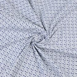 Baumwolle 100% MINI Wiese dunkelblau auf weißem Hintergrund  