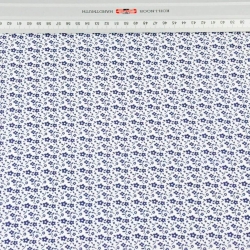 Baumwolle 100% MINI Wiese dunkelblau auf weißem Hintergrund  