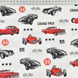 Baumwolle 100% Grand-Prix-Autos auf weißem Hintergrund  