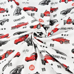 Baumwolle 100% Grand-Prix-Autos auf weißem Hintergrund  
