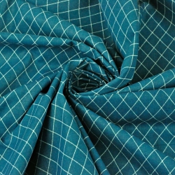 Baumwolle 100% Rauten weiß auf dunkelmeergrünem Hintergrund  