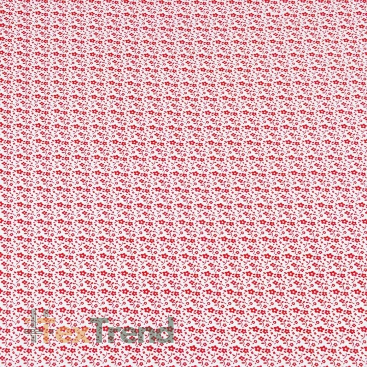 Baumwolle 100% MINI Wiese rot auf weißem Hintergrund  