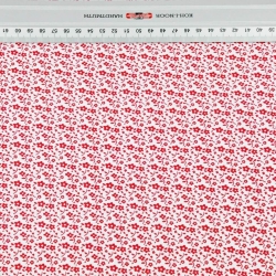 Baumwolle 100% MINI Wiese rot auf weißem Hintergrund  