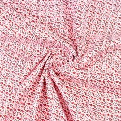 Baumwolle 100% MINI Wiese rot auf weißem Hintergrund  