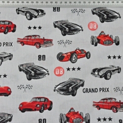 Baumwolle 100% Grand-Prix-Autos auf grauem Hintergrund  