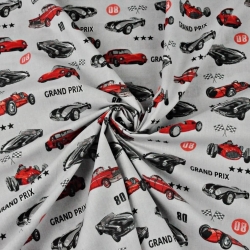 Baumwolle 100% Grand-Prix-Autos auf grauem Hintergrund  