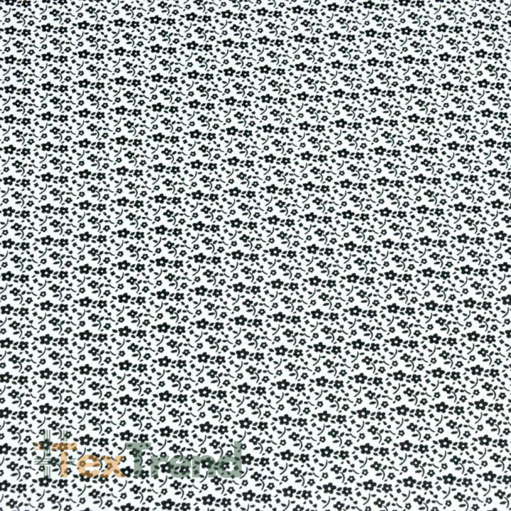 Baumwolle 100% MINI Wiese schwarz auf weißem Hintergrund  