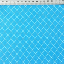 Baumwolle 100% Rauten weiß auf türkisfarbenem Hintergrund  