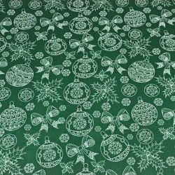 Baumwolle 100% Weihnachtsmuster gezeichnet weiß auf dunkelgrünem Hintergrund  