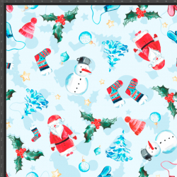 Jersey-Strick digitaler Druck Weihnachtsmänner und Schneemänner auf hellblau  