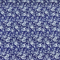 Baumwolle 100% MINI Ranken weiß auf dunkelblauem Hintergrund  