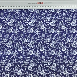 Baumwolle 100% MINI Ranken weiß auf dunkelblauem Hintergrund  