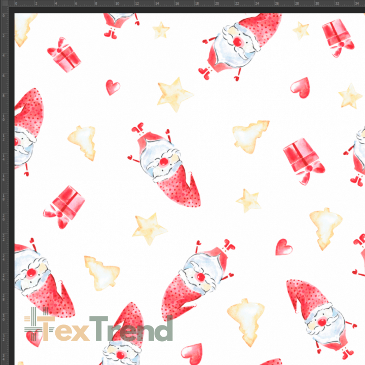 Jersey-Strick digitaler Druck Weihnachtsmänner auf weißem Hintergrund