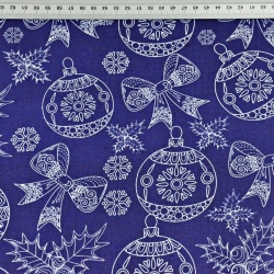 Baumwolle 100% Weihnachtsmuster gezeichnet weiß auf dunkelblauem Hintergrund  