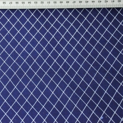 Baumwolle 100% Rauten weiß auf marineblauem Hintergrund  