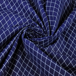 Baumwolle 100% Rauten weiß auf marineblauem Hintergrund  