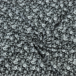 Baumwolle 100% MINI Ranken weiß auf schwarzem Hintergrund  