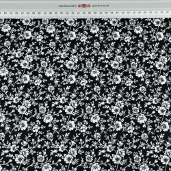 Baumwolle 100% MINI Ranken weiß auf schwarzem Hintergrund  