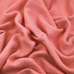 Baumwoll-Musselin double gauze pastell dunkelkoralle (Terra Cotta)  
