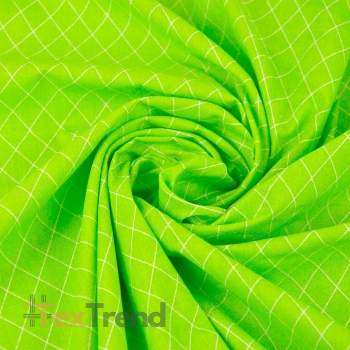 Baumwolle 100% Rauten weiß auf grünem Hintergrund  