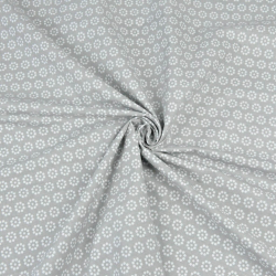 Baumwolle 100% MINI Blümchen Punkte weiß auf grauem Hintergrund  