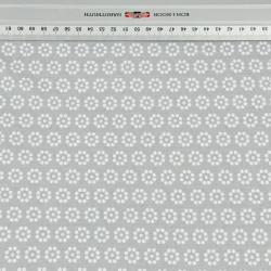 Baumwolle 100% MINI Blümchen Punkte weiß auf grauem Hintergrund  