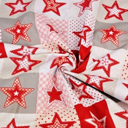 Baumwolle 100% Weihnachtsmuster Patchwork Sterne rot-weiß  