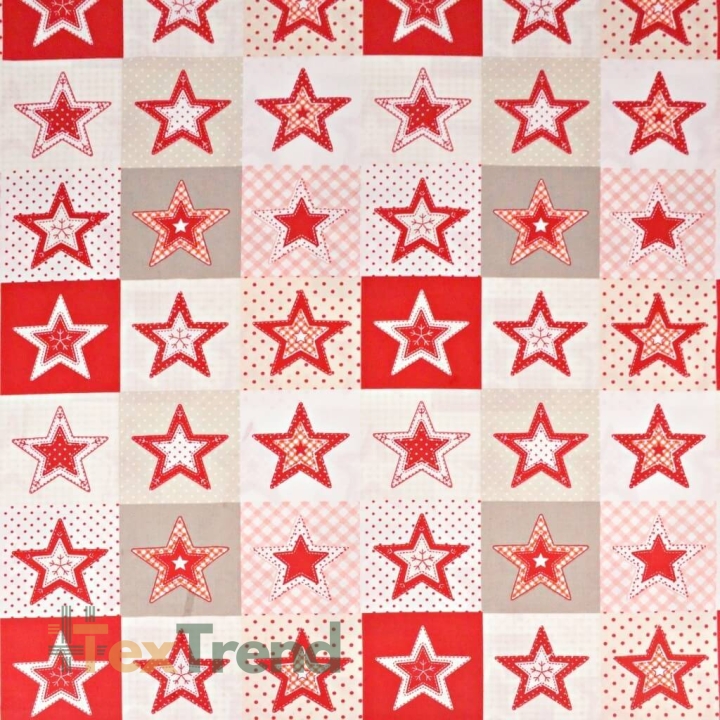 Baumwolle 100% Weihnachtsmuster Patchwork Sterne rot-weiß  