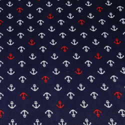Baumwolle 100% Anker rot-weiß auf dunkelblauem Hintergrund  