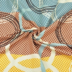 100% Baumwolle - Räder in blau-braun-gelb  