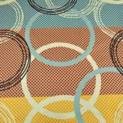 100% Baumwolle - Räder in blau-braun-gelb  