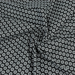 Baumwolle 100% MINI Blümchen Punkte weiß auf schwarzem Hintergrund  