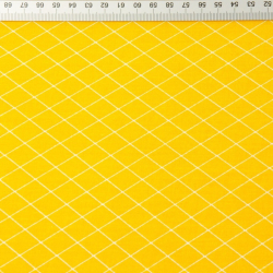 Baumwolle 100% Rauten weiß auf dunkelgelbem Hintergrund  
