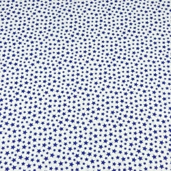 Baumwolle 100% MINI Sterne dunkelblau auf weißem Hintergrund  