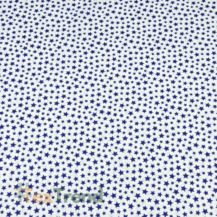 Baumwolle 100% MINI Sterne dunkelblau auf weißem Hintergrund  