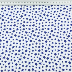 Baumwolle 100% MINI Sterne dunkelblau auf weißem Hintergrund  
