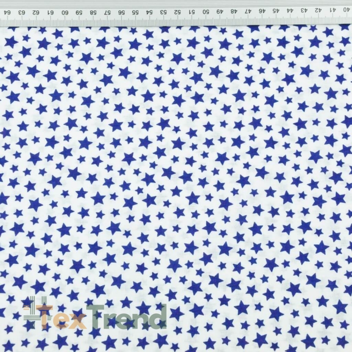 Baumwolle 100% MINI Sterne dunkelblau auf weißem Hintergrund  