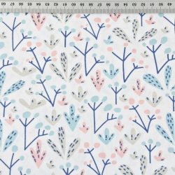 Baumwolle 100% pastellfarbene Sträucher auf weißem Hintergrund  