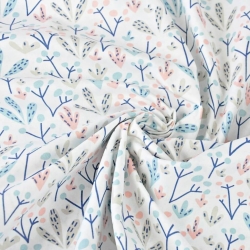 Baumwolle 100% pastellfarbene Sträucher auf weißem Hintergrund  