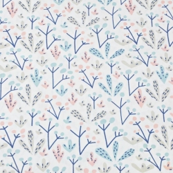 Baumwolle 100% pastellfarbene Sträucher auf weißem Hintergrund  