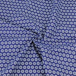 Baumwolle 100% MINI Blümchen Punkte weiß auf dunkelblauem Hintergrund  