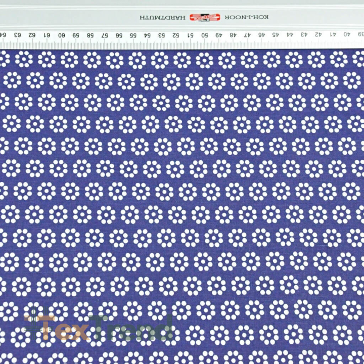 Baumwolle 100% MINI Blümchen Punkte weiß auf dunkelblauem Hintergrund  