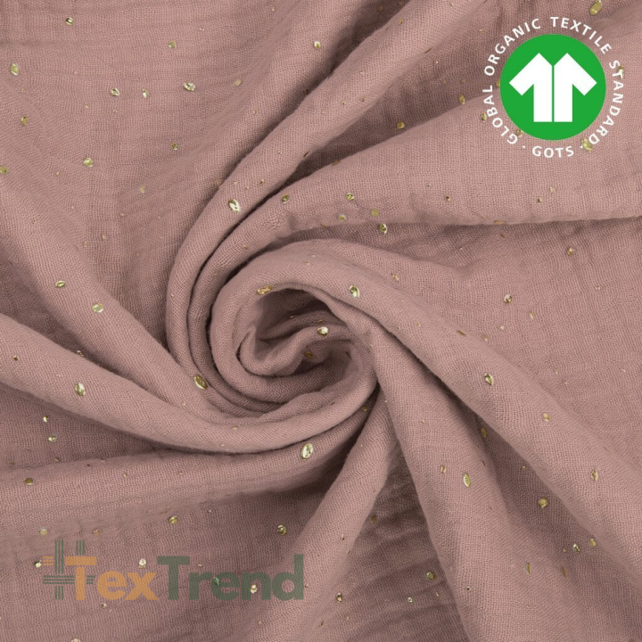 Baumwoll-Musselin double gauze pastellrosa (Sephia rose) mit Punkten  